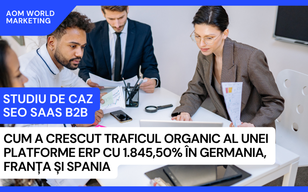 Studiu de caz SEO SaaS B2B: cum a crescut traficul organic al unei platforme ERP cu 1.845,50% în Germania, Franța și Spania
